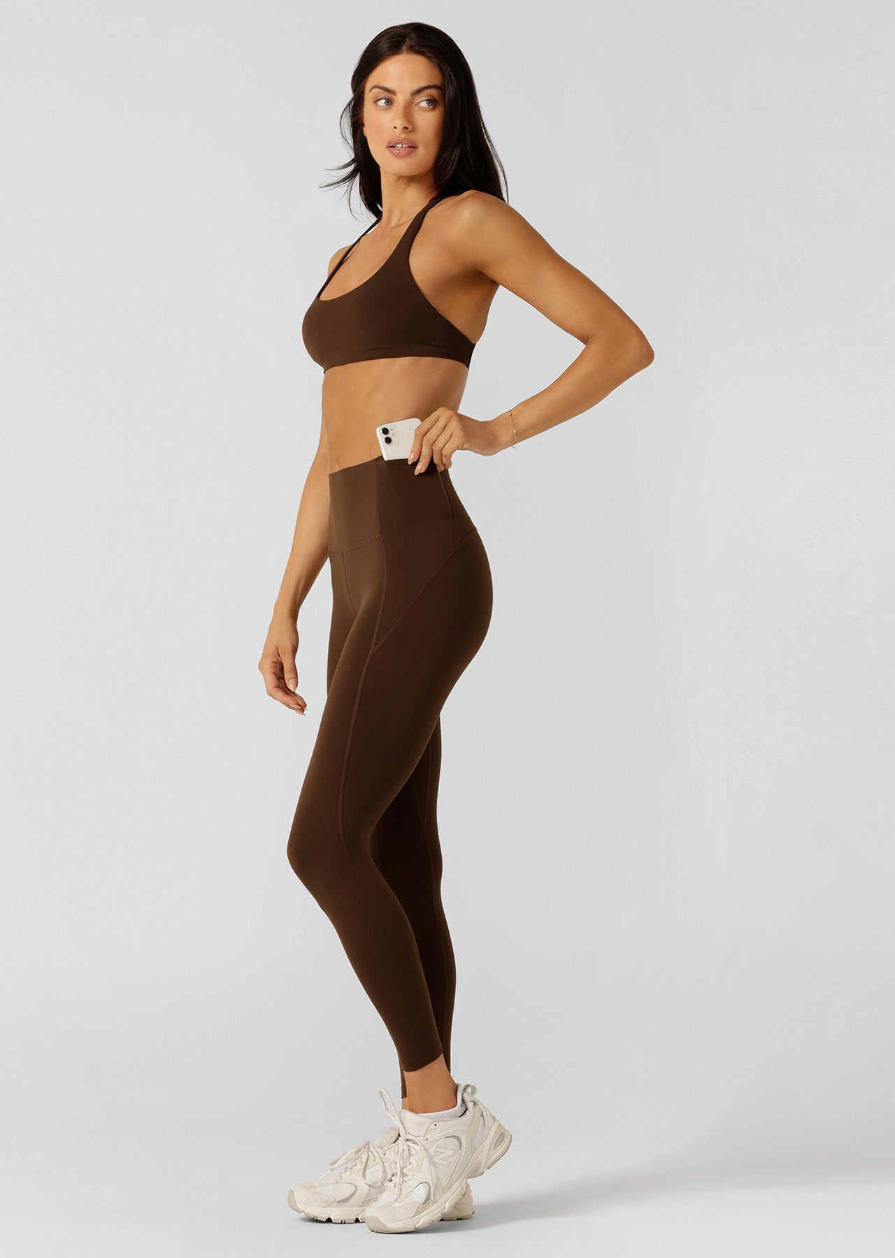 Lorna Jane Liberty 2 Pocket Ankle Biter Leggings - Espresso