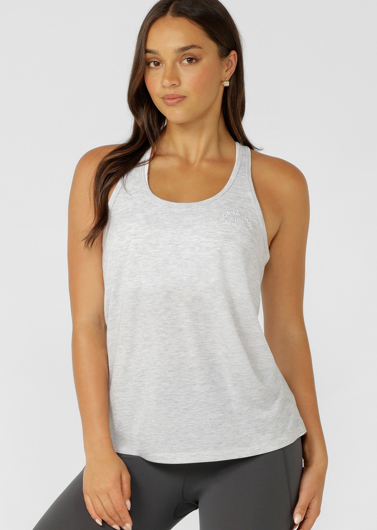 Lorna Jane Lotus Slouchy Tank - Light Grey Marl