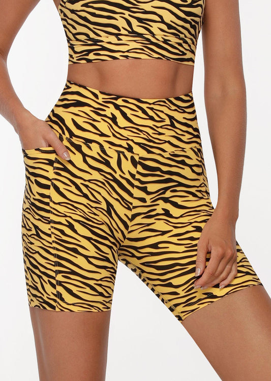 Lorna Jane Amy Phone Pocket Bike Shorts - High Voltage Zebra Print