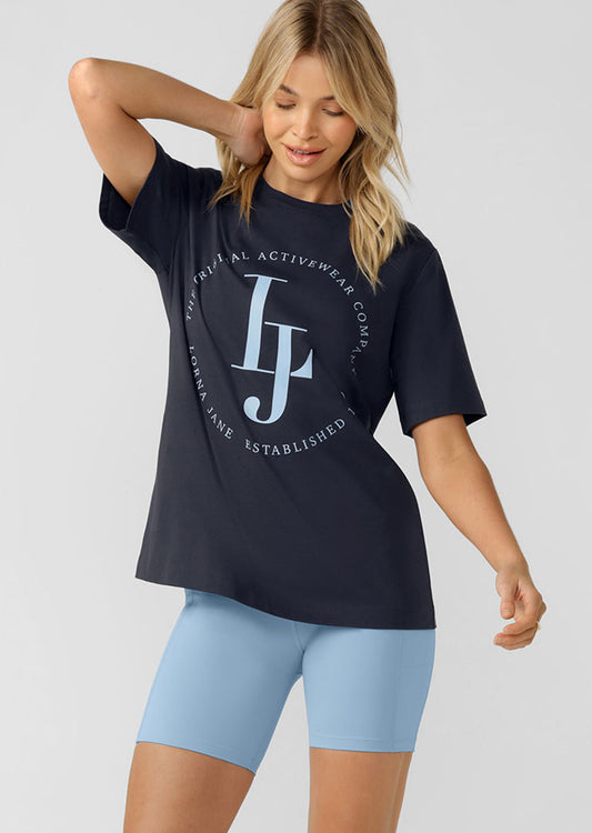 Lorna Jane Original Activewear Relaxed Tee - Platinum Navy