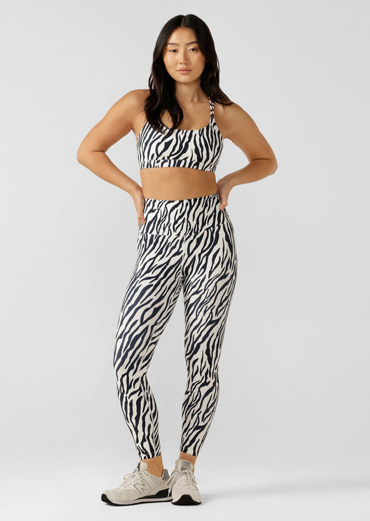 Lorna Jane Safari Hi-Fold Ankle Biter Leggings - Midnight Blue Safari Print