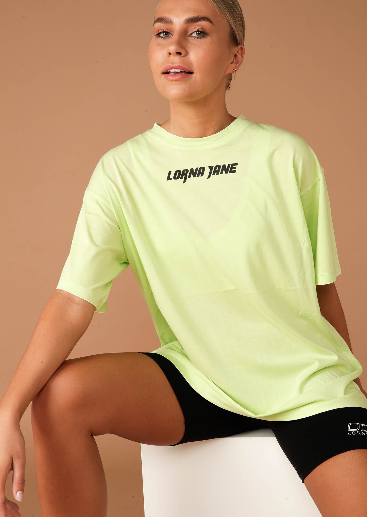Lorna Jane Hype Washed Oversized Tee - Washed Glow Green