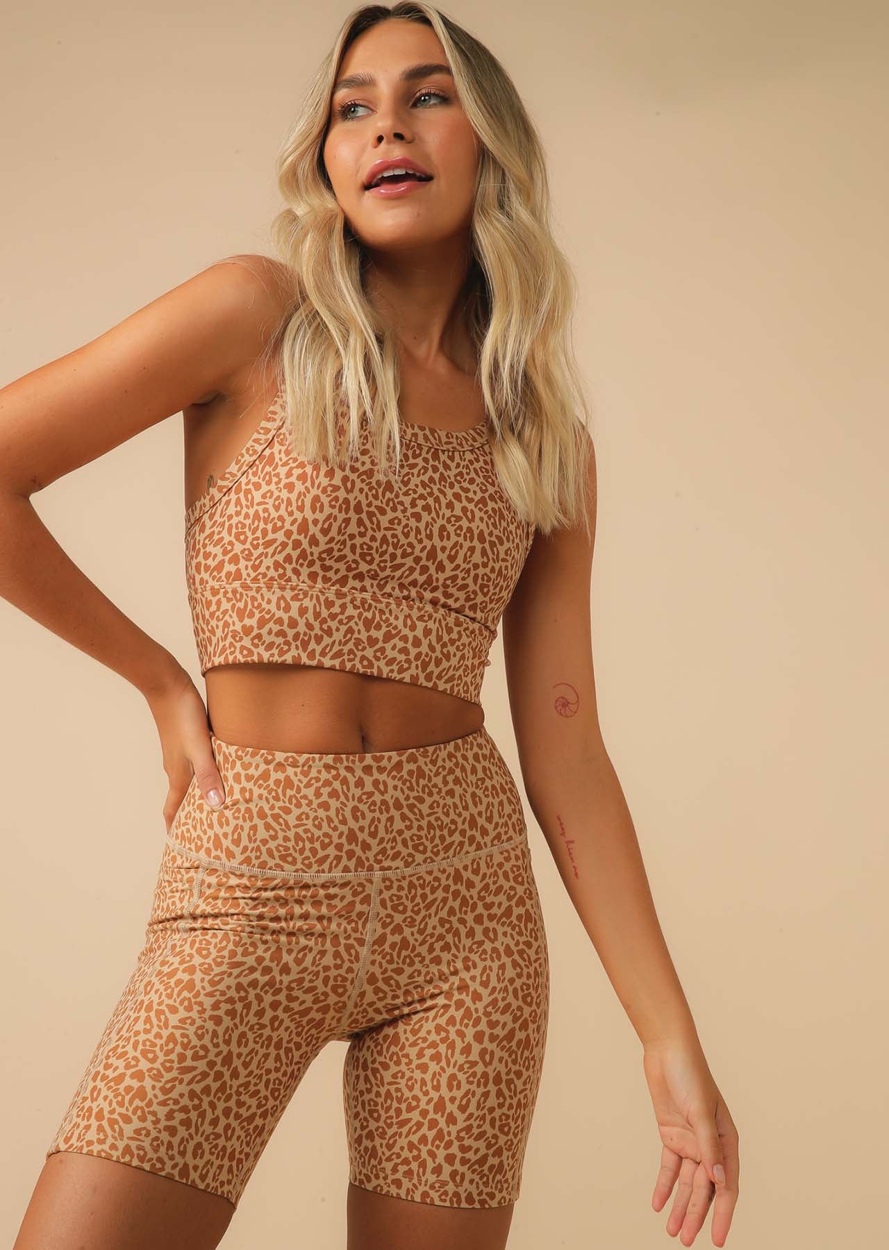 Lorna Jane Fearless Cropped Leopard Tank - Micro Leopard Print