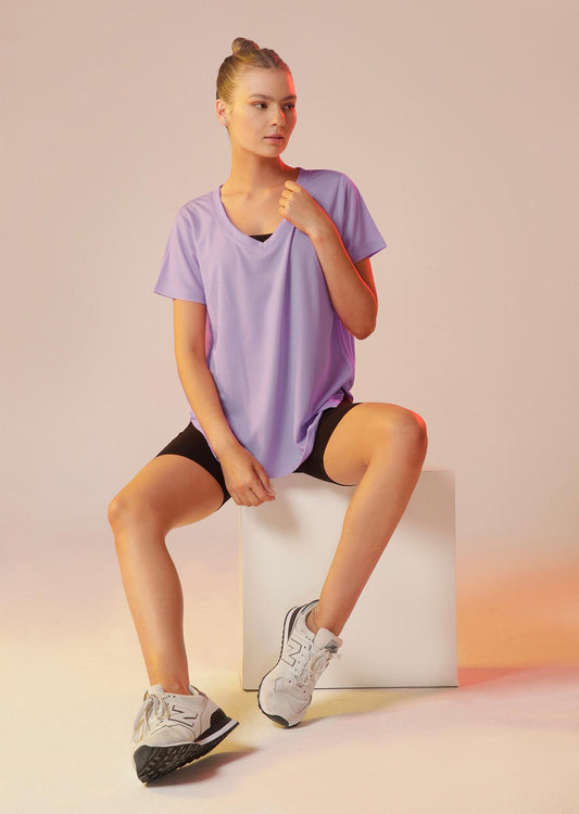 Lorna Jane Indie Active Recycled Rib Tee - Soft Lilac