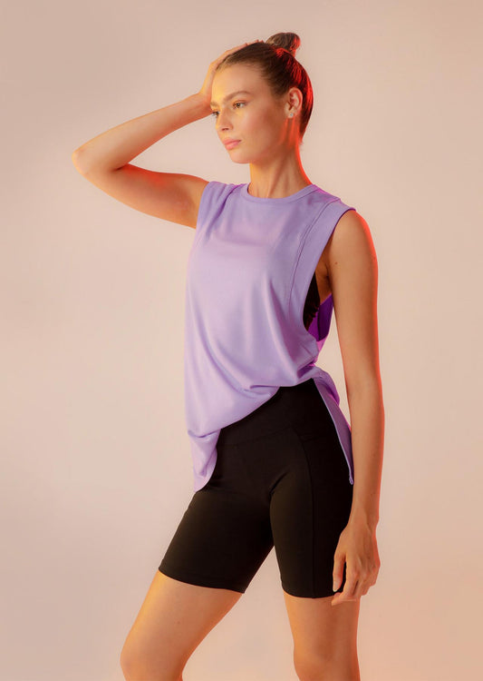 Lorna Jane Elevate Active Recycled Rib Tank - Soft Lilac