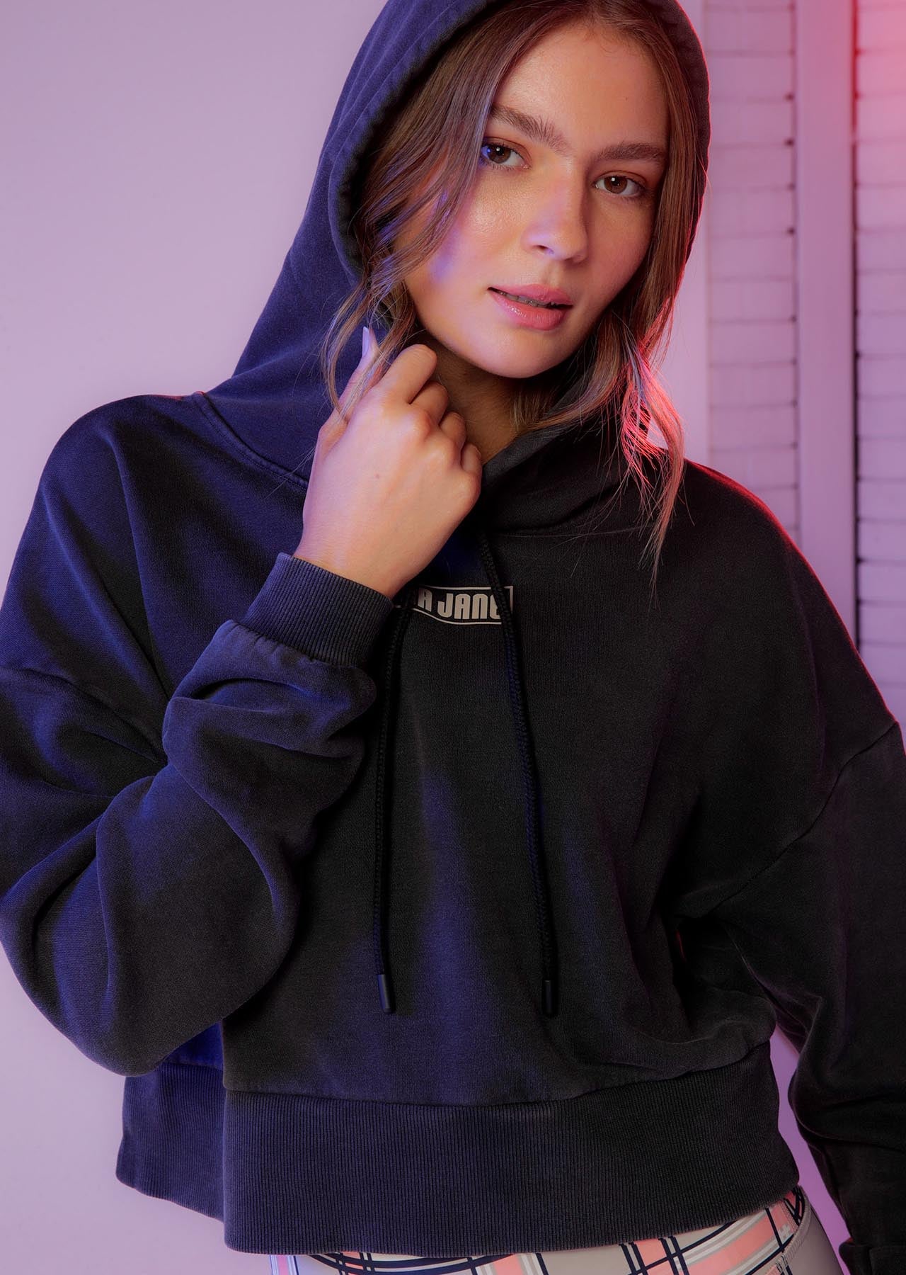 Lorna Jane Moto Hoodie - Washed Black