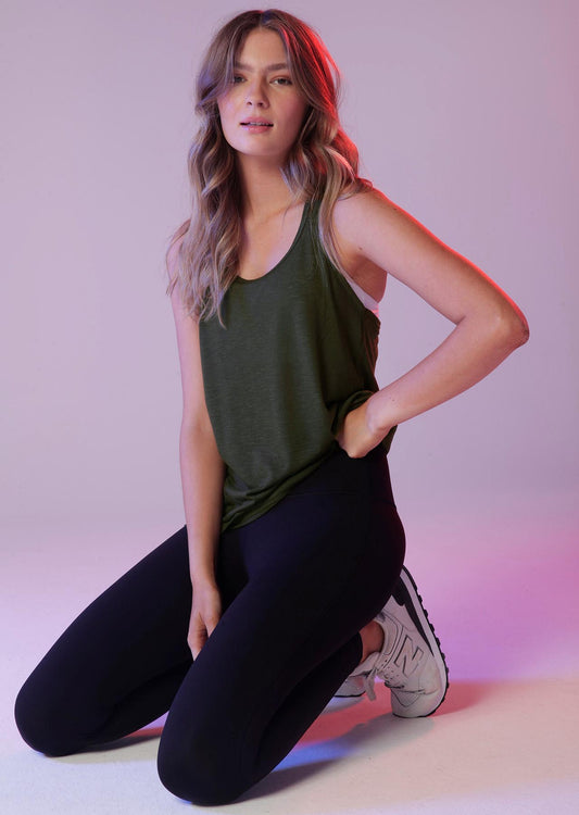 Lorna Jane Slouchy Gym Tank - Luxury Green