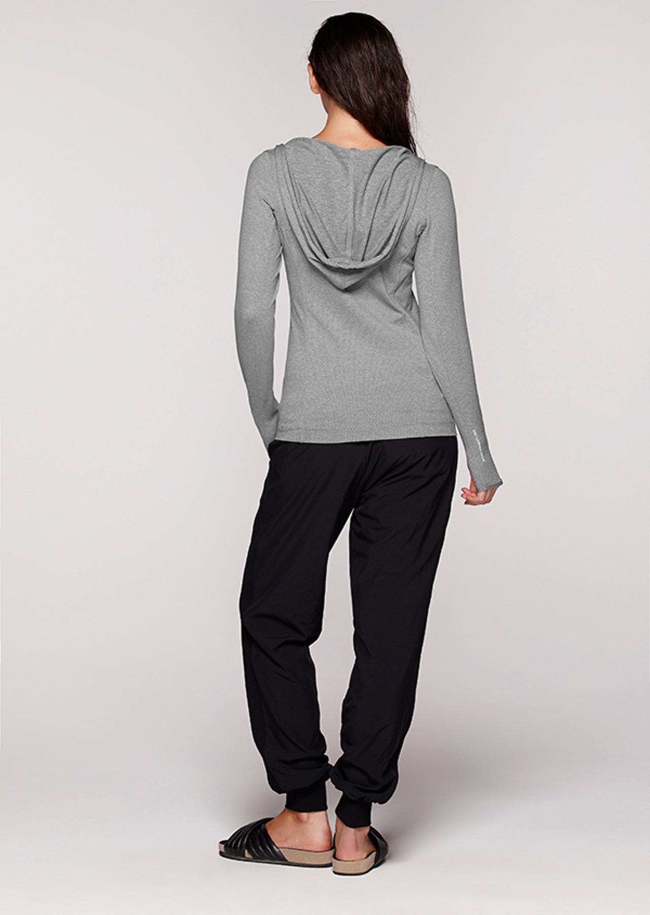 Lorna Jane Abbey Hooded Excel L/Slv Top - Grey Marl