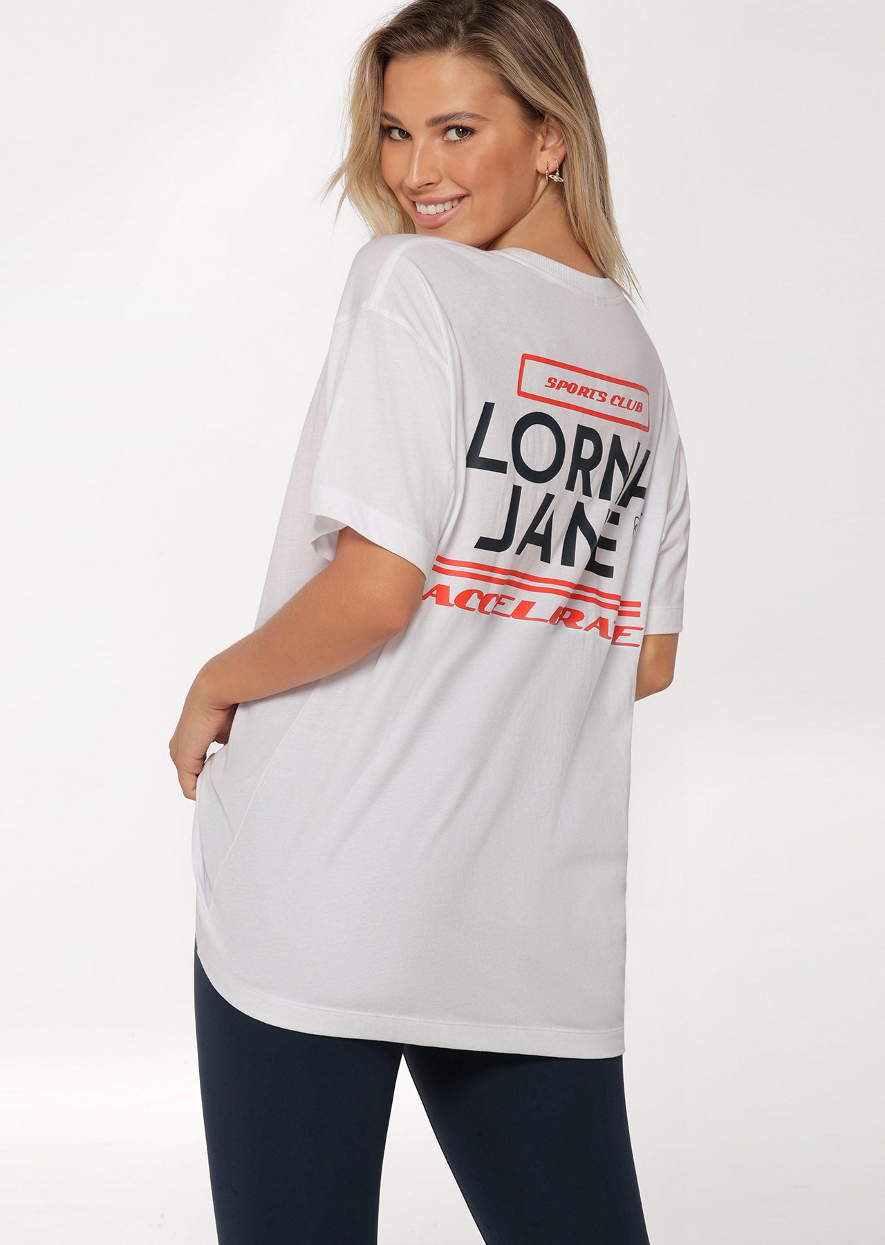 Lorna Jane Accelerate Graphic Oversized Tee - White