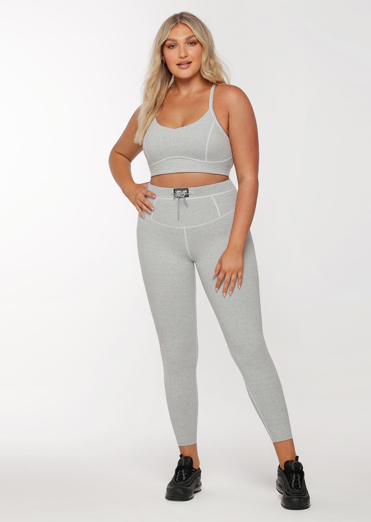 Lorna Jane Ace Core Stability Full Length Leggings - Light Grey Marl