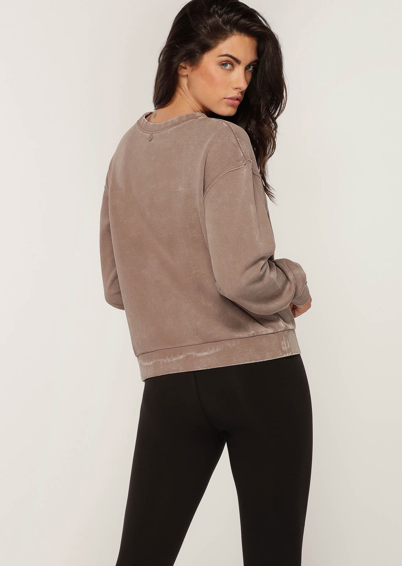 Lorna Jane Acid Wash Boyfriend Sweat - Washed Bone