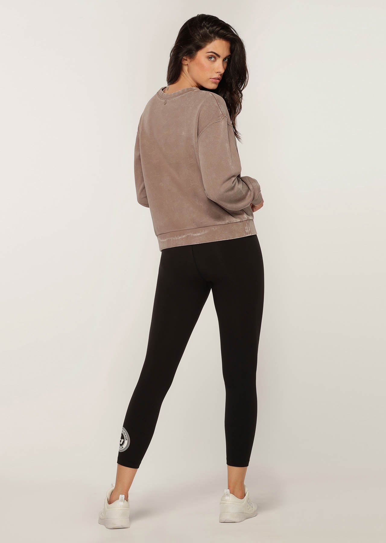 Lorna Jane Acid Wash Boyfriend Sweat - Washed Bone