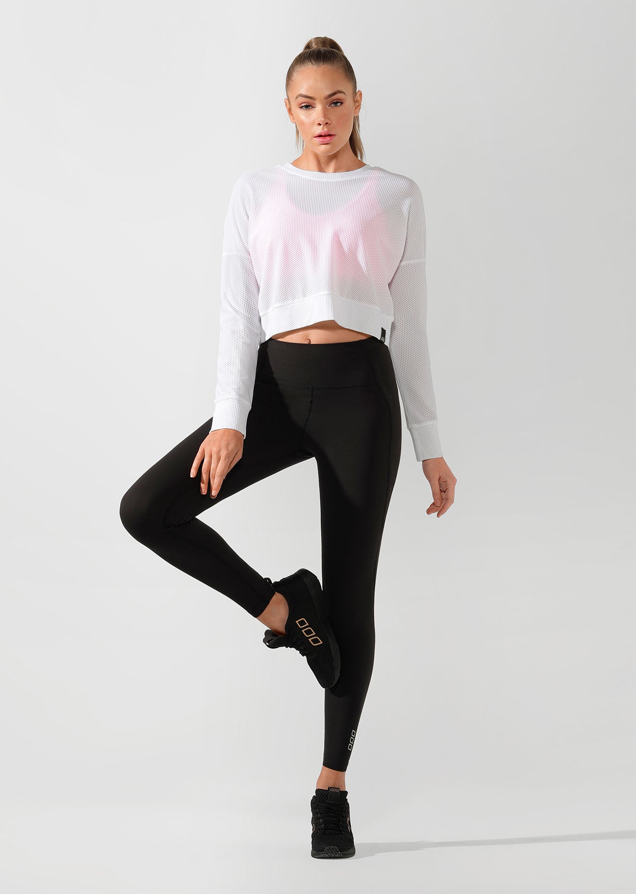 Lorna Jane Action Mesh Cropped Active Top - White