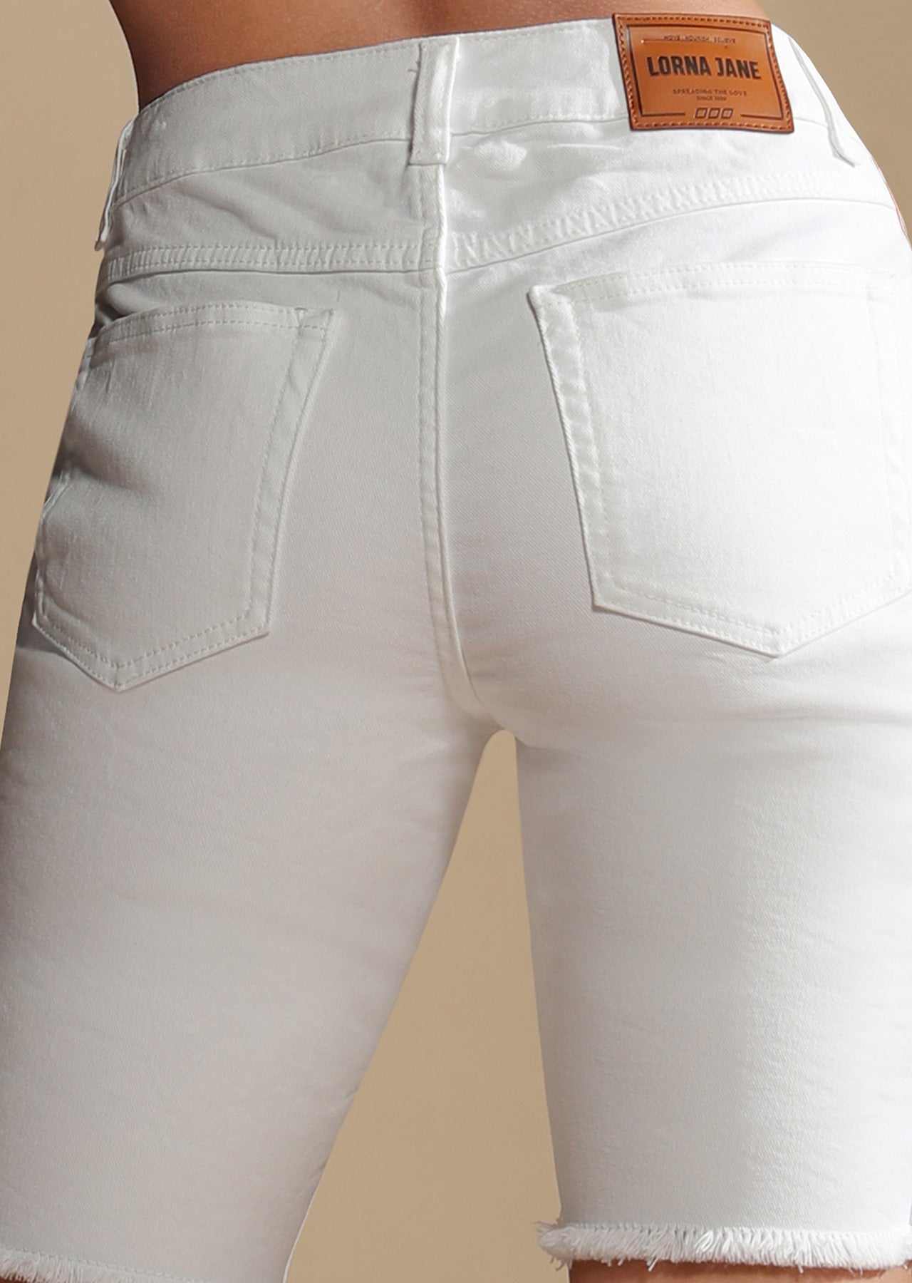 Lorna Jane Athleisure Denim Shorts - White