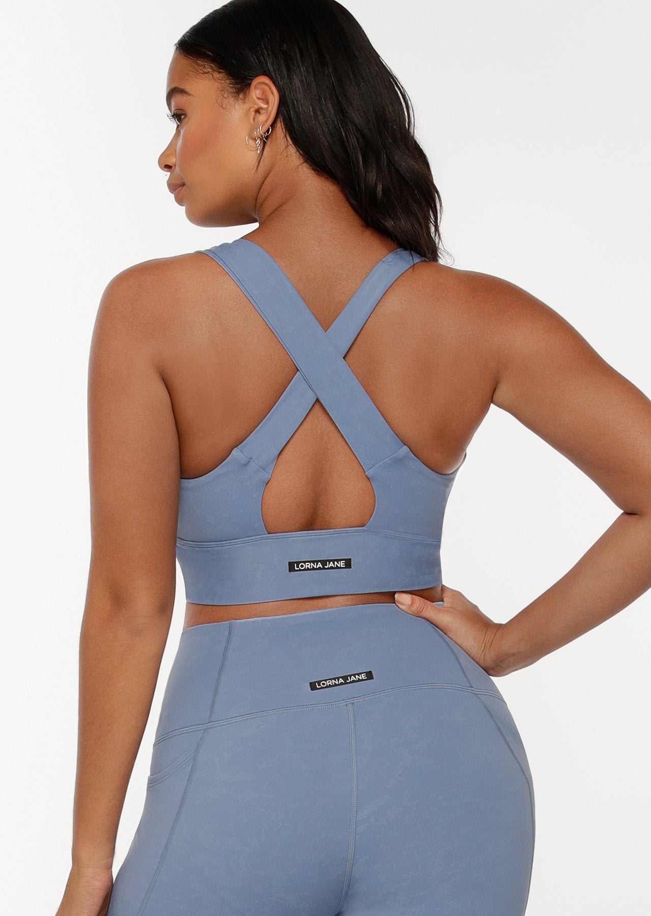 Lorna Jane Balance Long Line Bra - Misty Blue