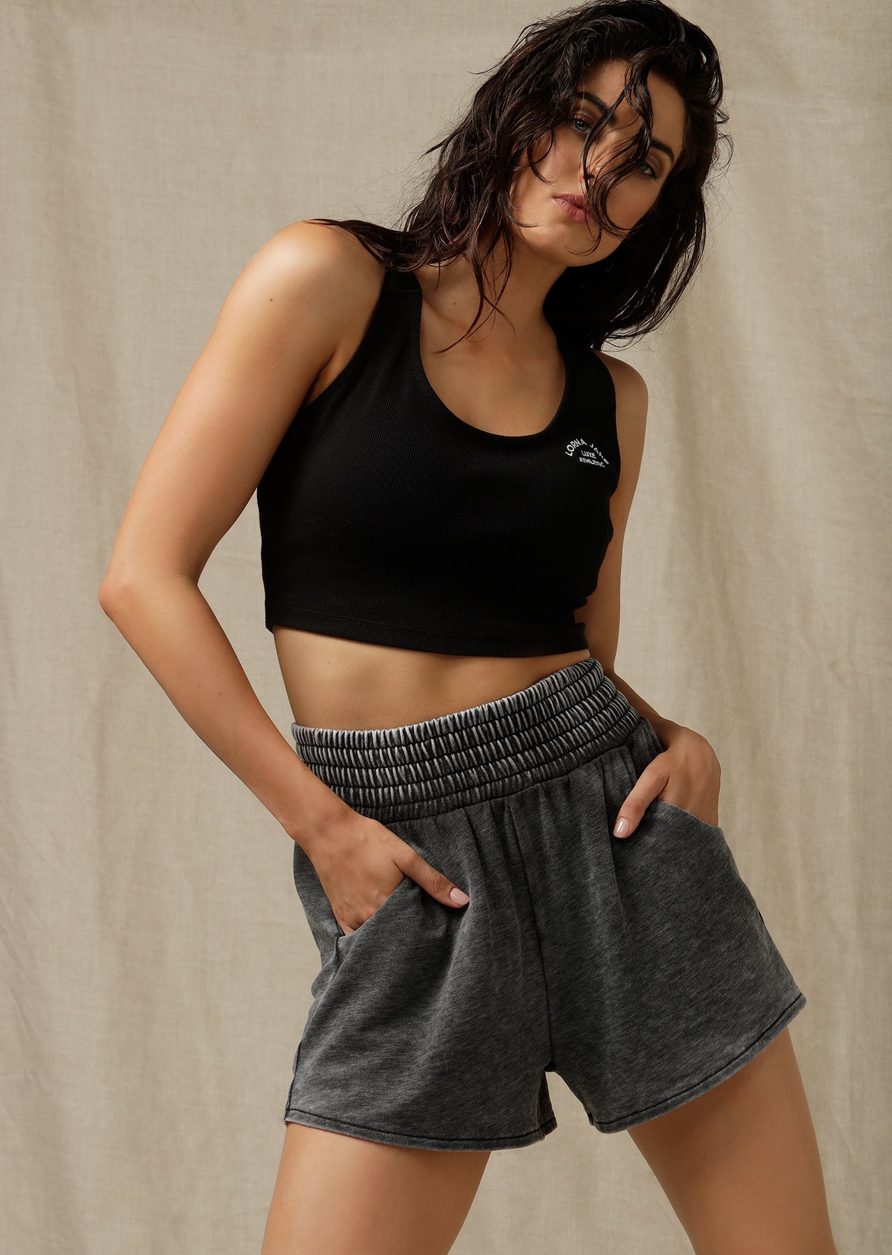 Lorna Jane Bliss Lounge Shorts - Washed Out Black