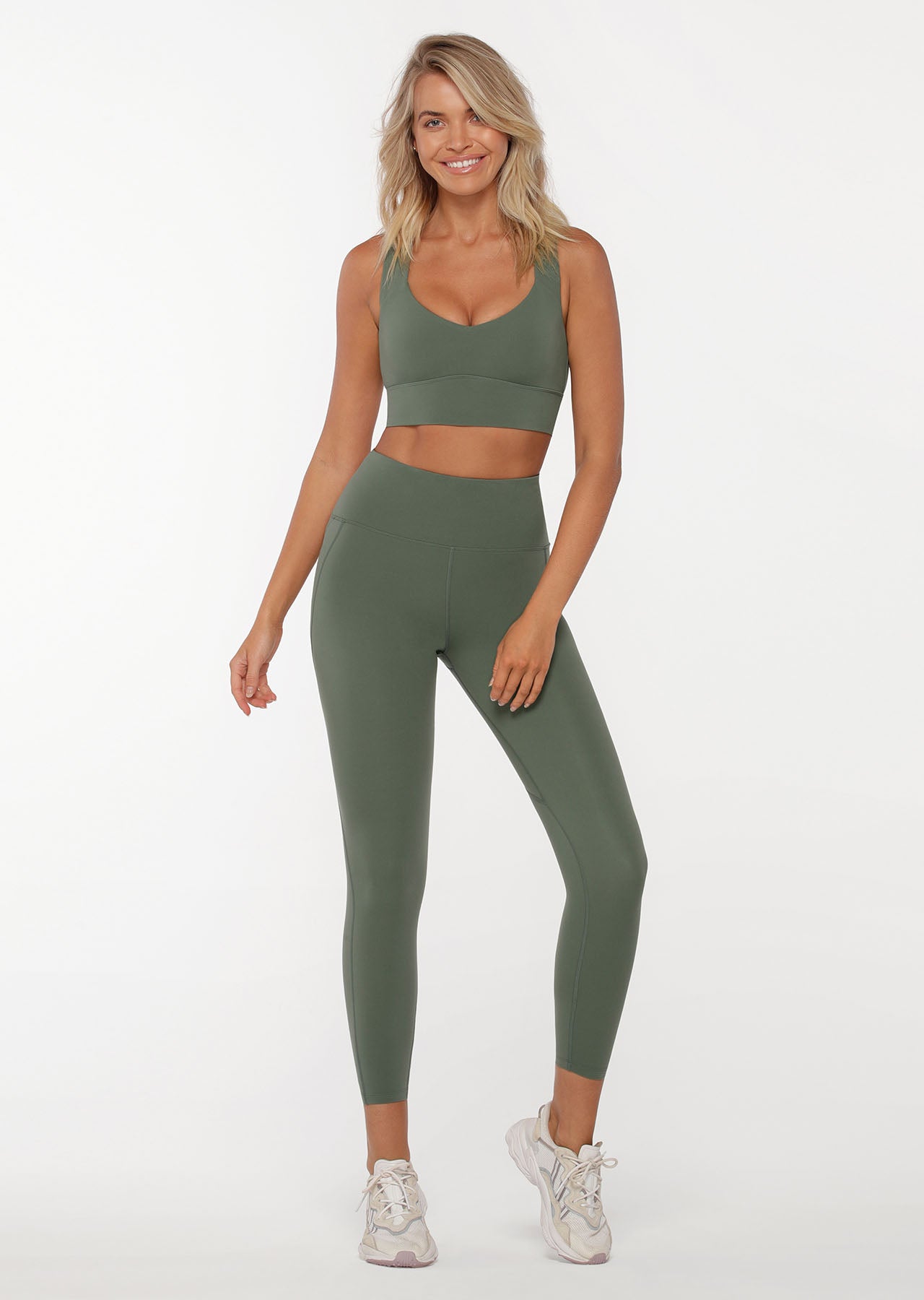 Lorna Jane Booty Phone Pocket Ankle Biter Leggings - Military