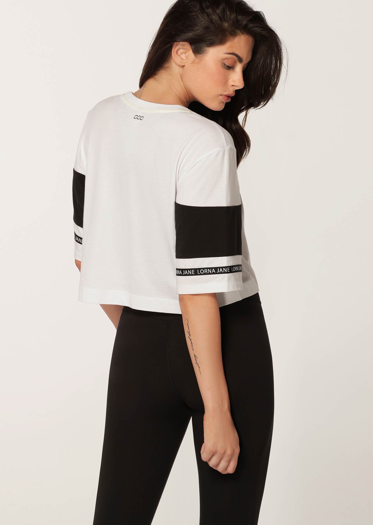 Lorna Jane Boxy Cropped Logo Tee - White