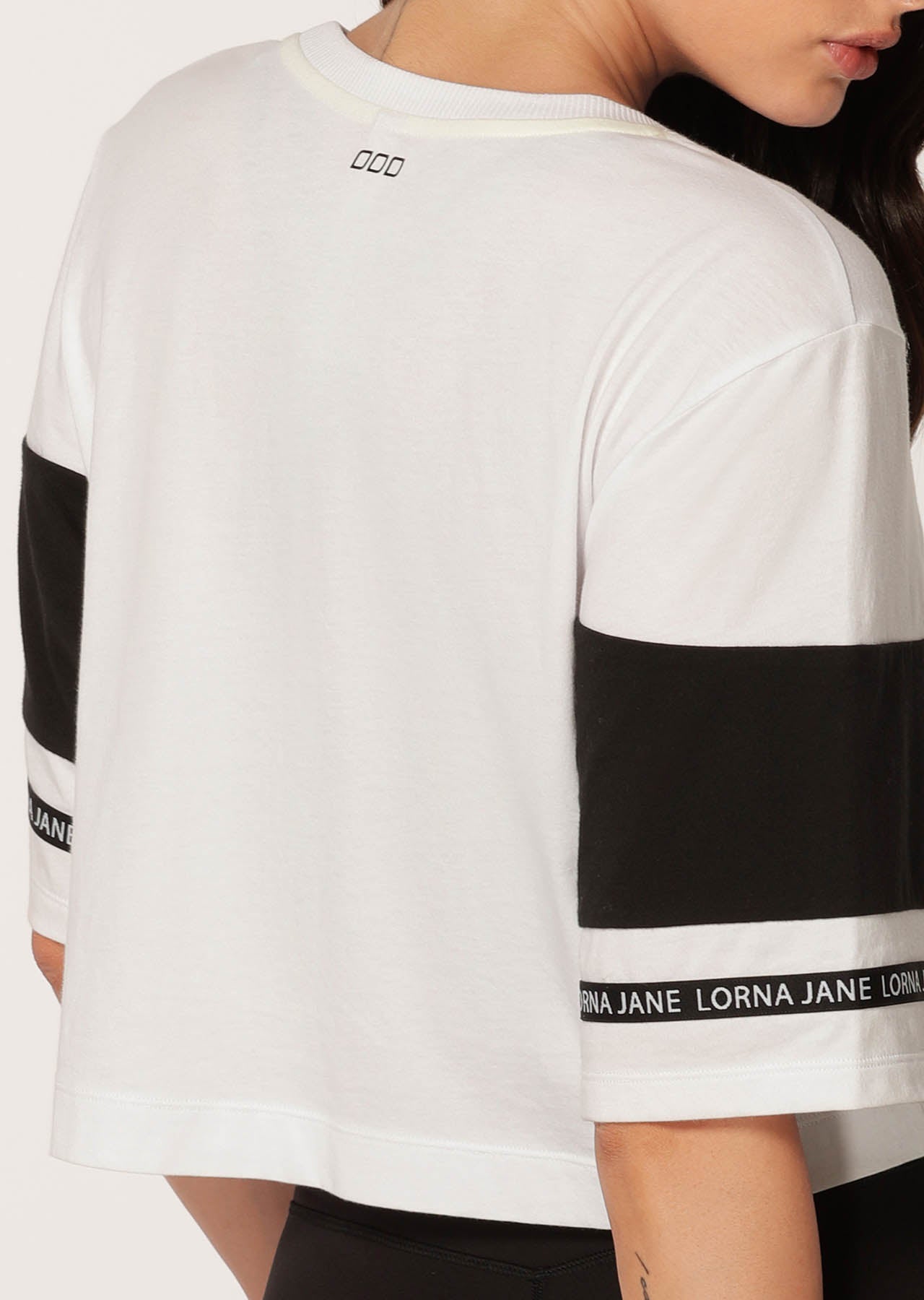 Lorna Jane Boxy Cropped Logo Tee - White