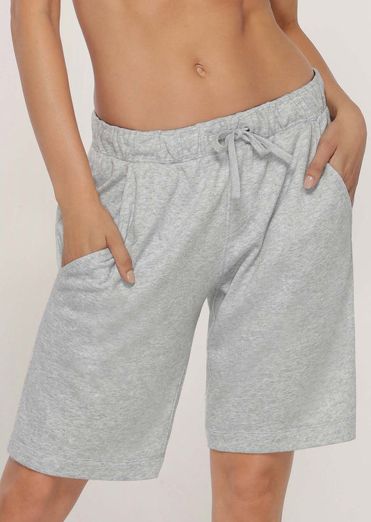 Lorna Jane Boyfriend Sweat Shorts - Light Grey Marl