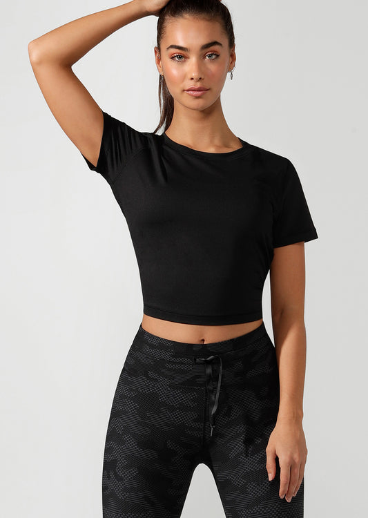Lorna Jane Breeze Cropped Active Tee - Black