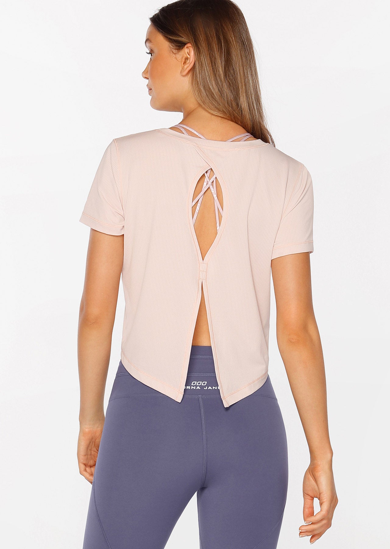 Lorna Jane Breeze Cropped Active Tee - Swan Pink