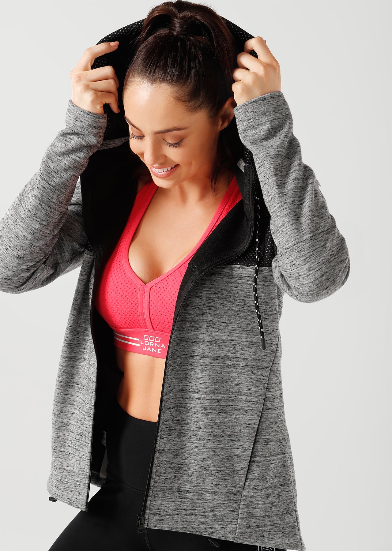 Lorna Jane Brisk Fleece Active Jacket - White Marl