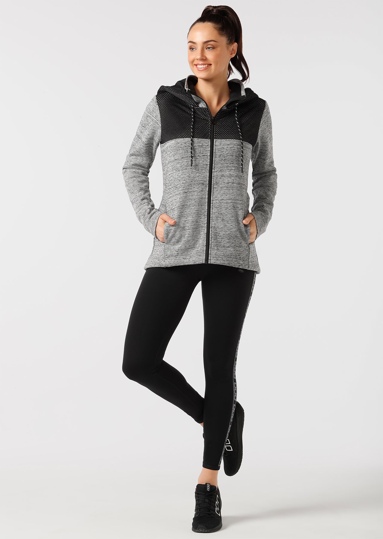 Lorna Jane Brisk Fleece Active Jacket - White Marl