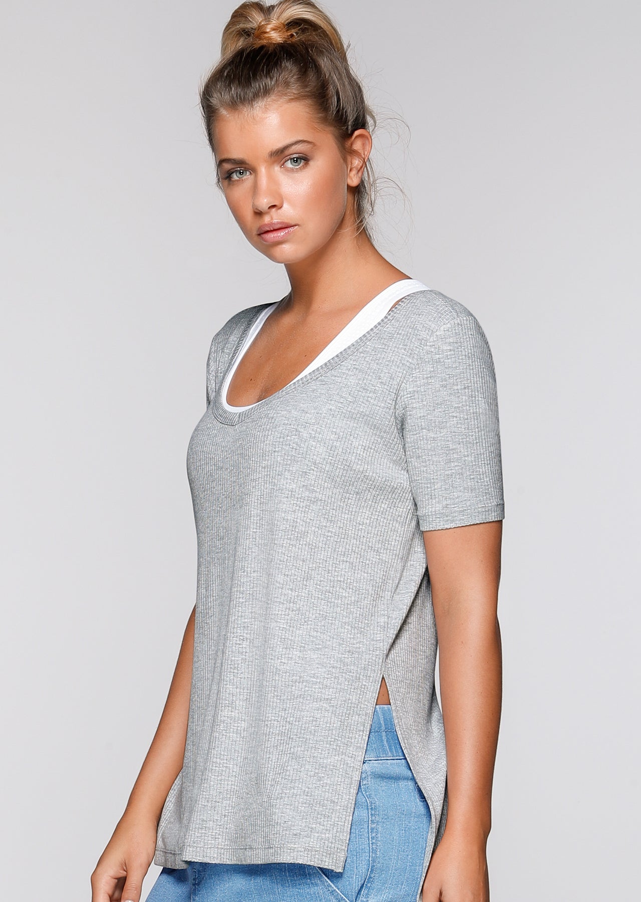 Lorna Jane Bronx S/Slv Tee - Grey Marl