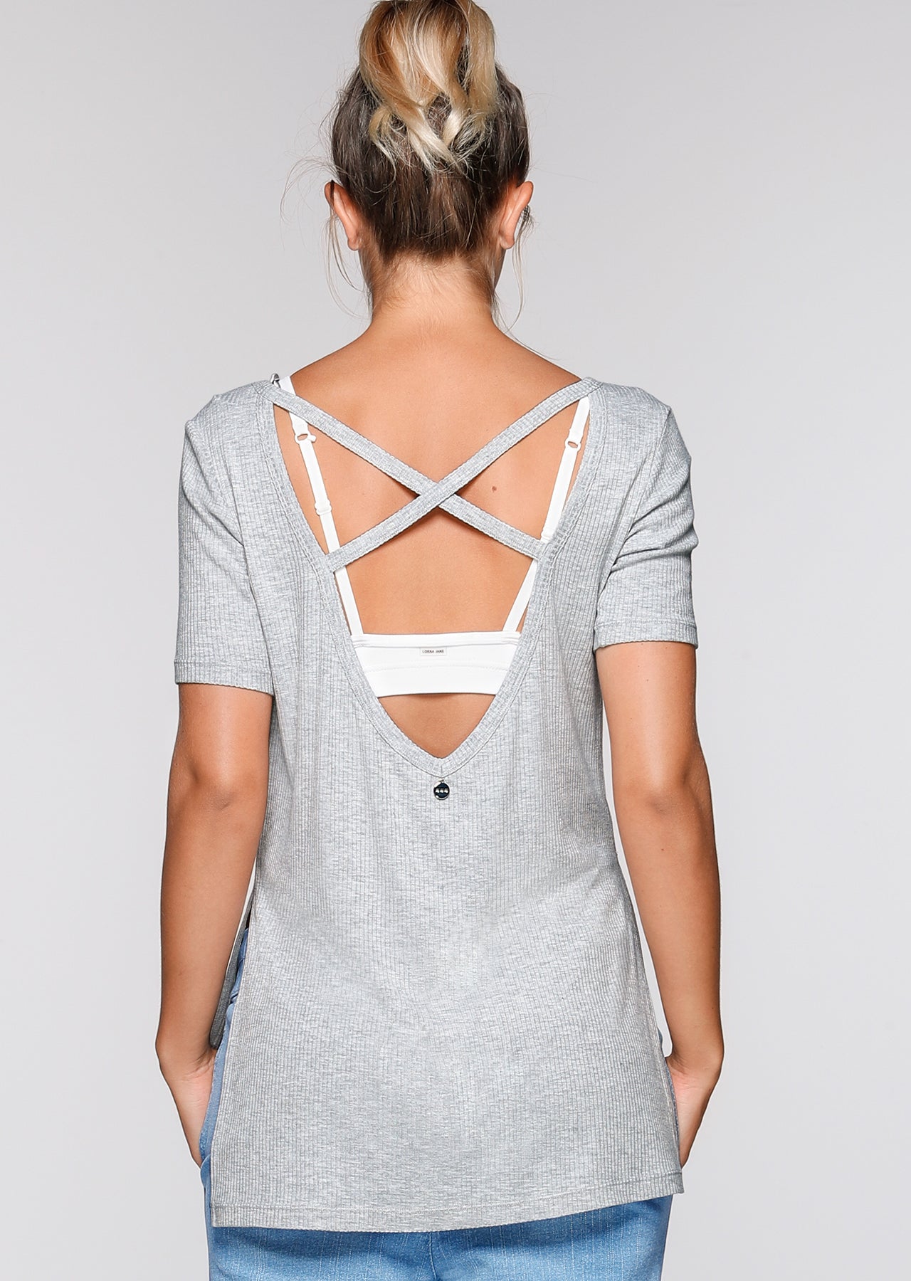 Lorna Jane Bronx S/Slv Tee - Grey Marl