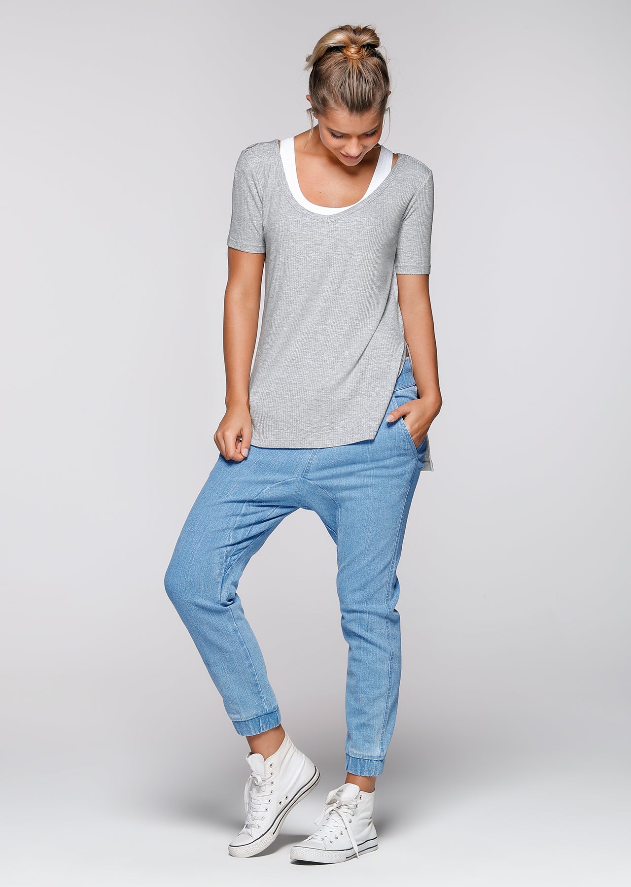 Lorna Jane Bronx S/Slv Tee - Grey Marl