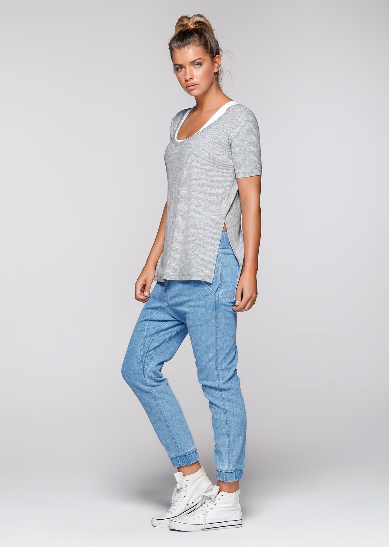Lorna Jane Bronx S/Slv Tee - Grey Marl
