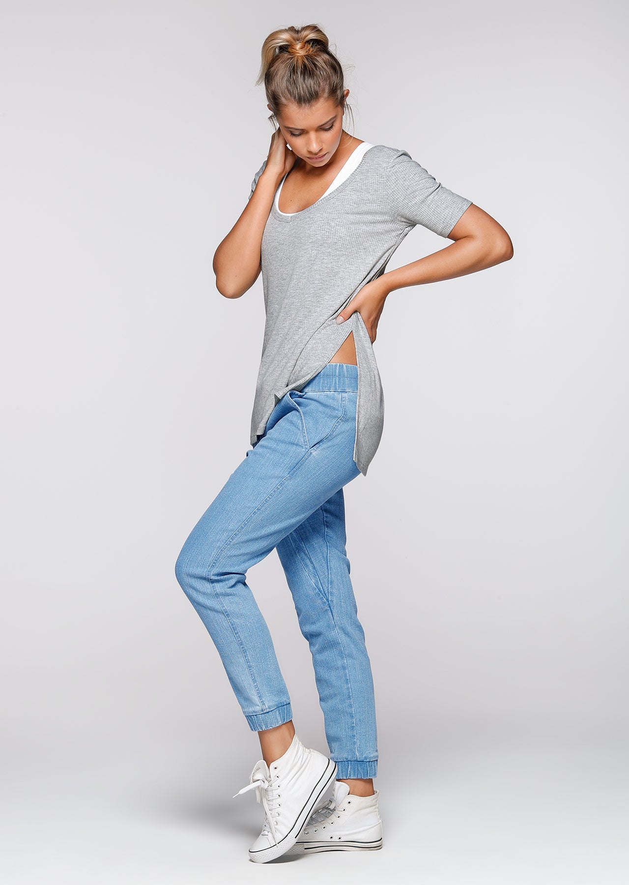 Lorna Jane Bronx S/Slv Tee - Grey Marl