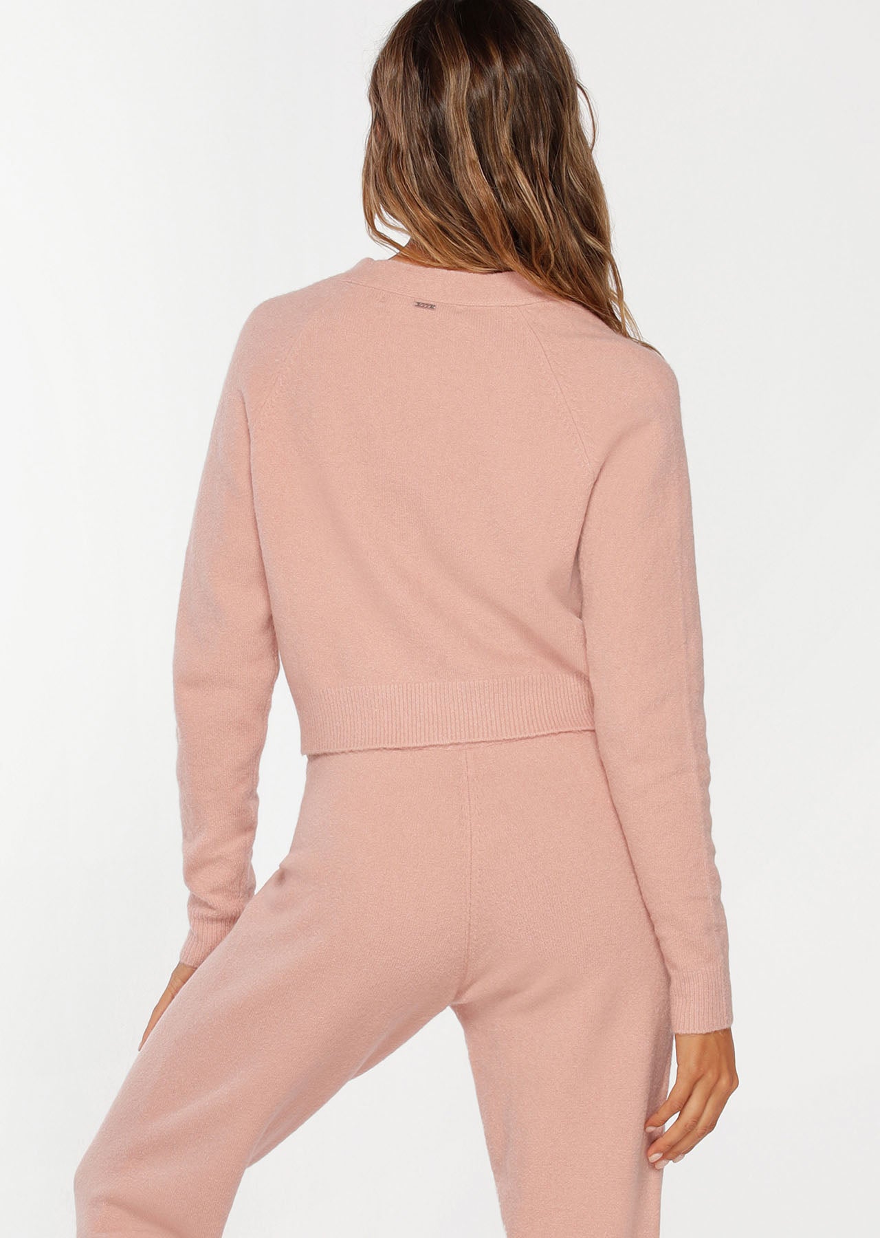 Lorna Jane Button Up Cropped Knit Cardigan - Antique Rose