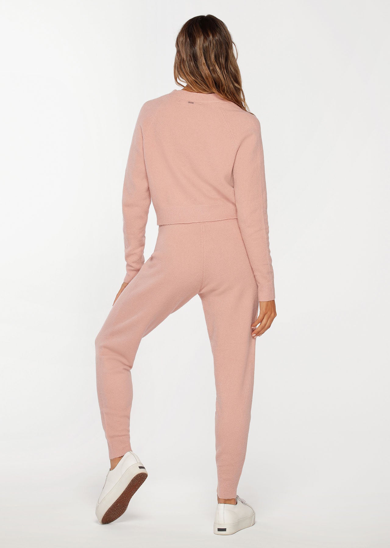 Lorna Jane Button Up Cropped Knit Cardigan - Antique Rose