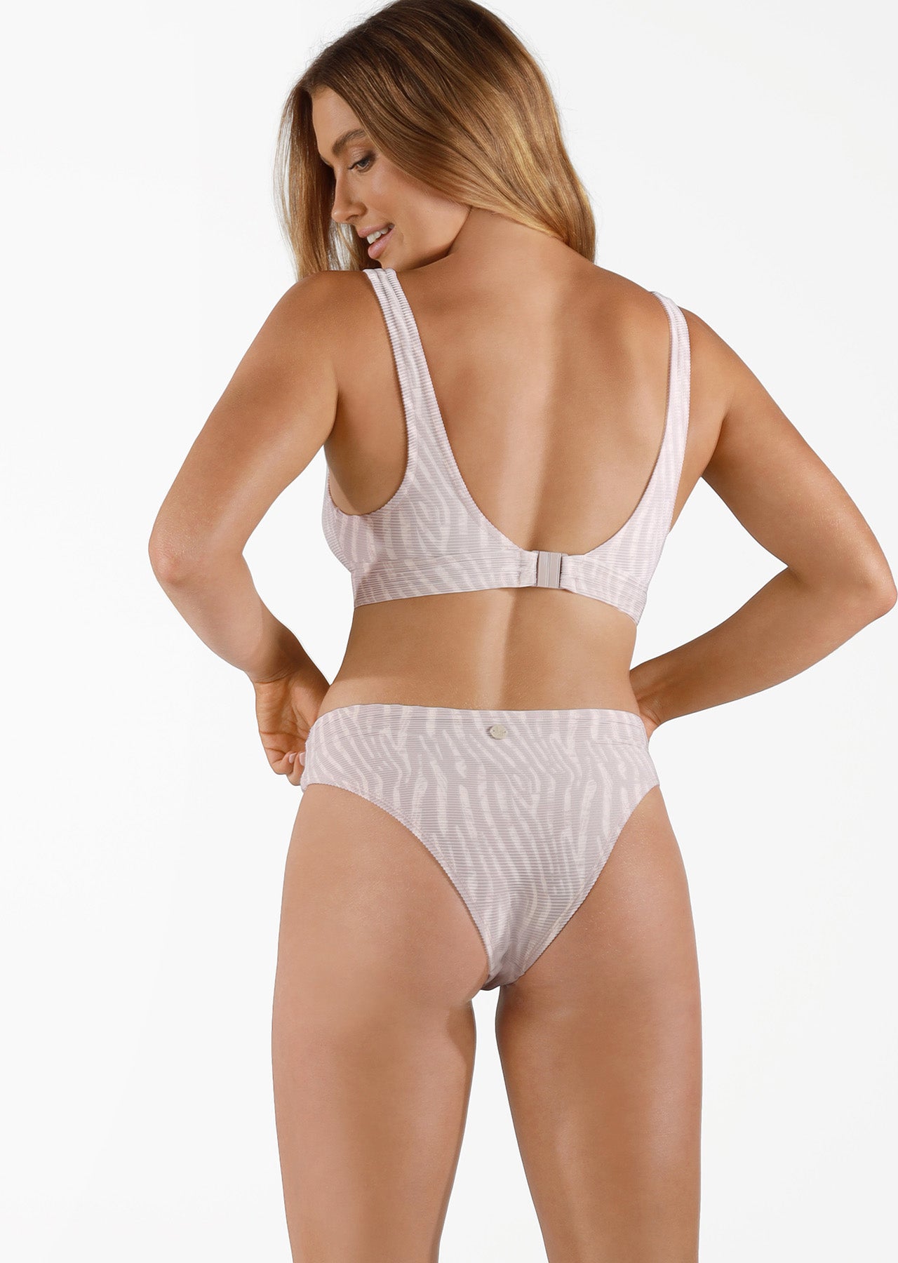 Lorna Jane California Safari Recycled Swim Brief - Neutral Safari Print