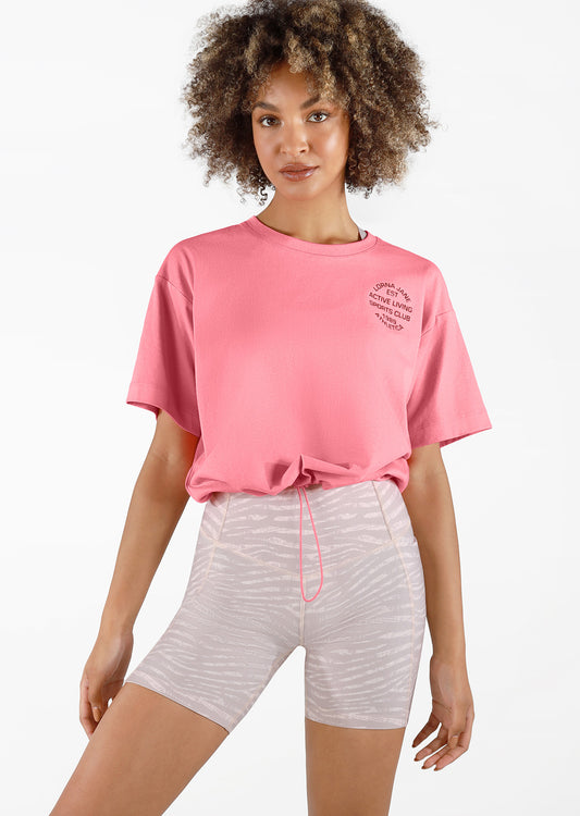 Lorna Jane Calypso Cropped Tee - Pale Pink Grapefruit