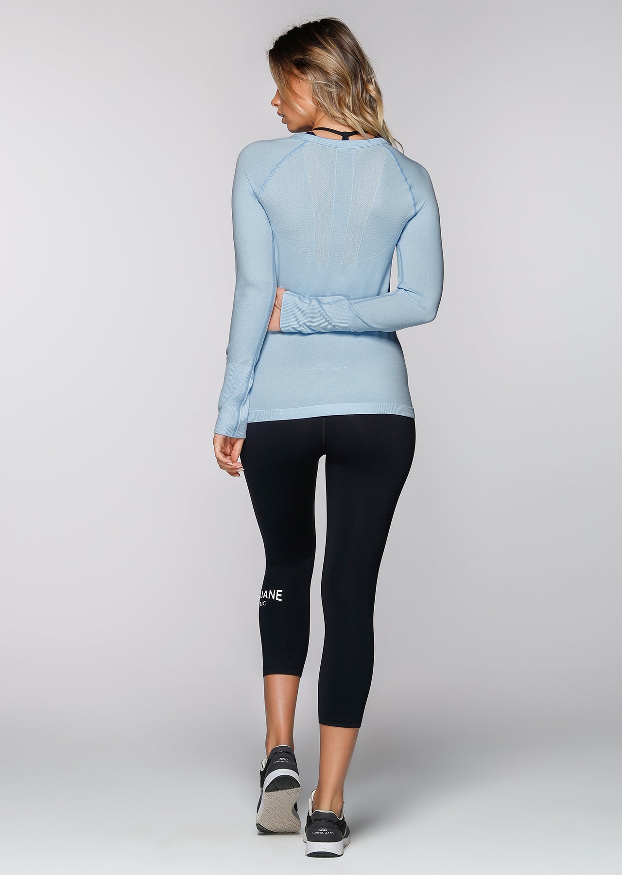 Lorna Jane Charlie L/Slv Seamless Top - Ice Blue Marl