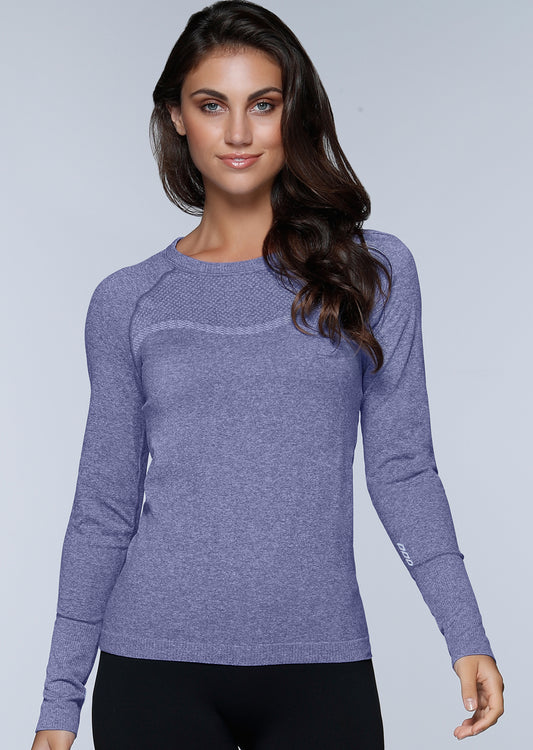 Lorna Jane Charlie L/Slv Seamless Top - Jacaranda Marl