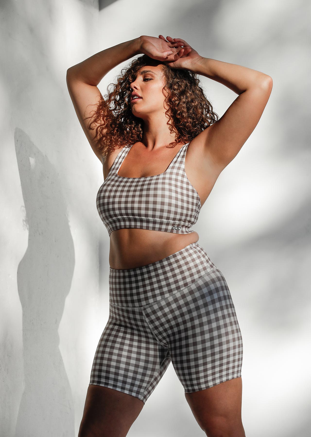 Lorna Jane Check Mate Bike Shorts - Gingham Print