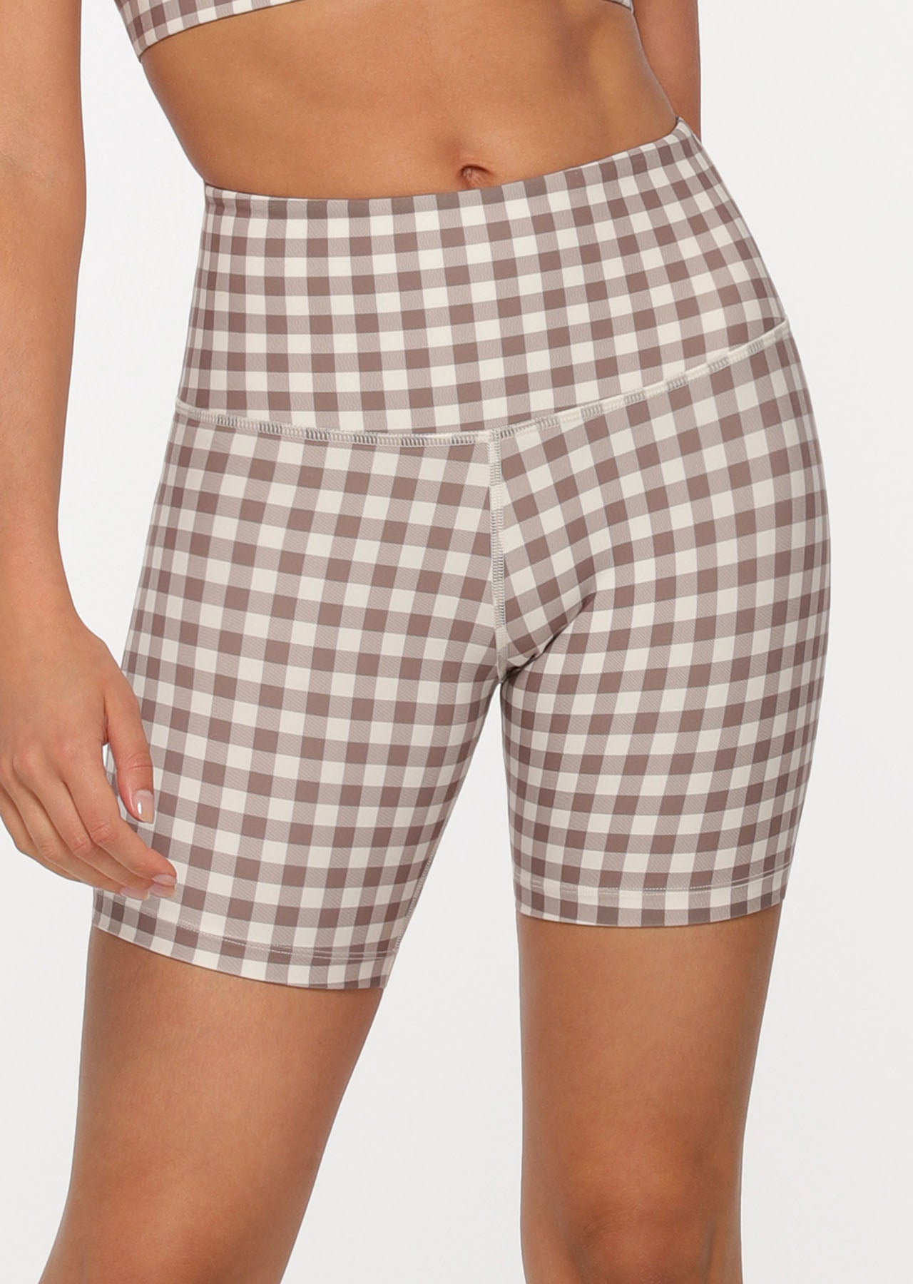 Lorna Jane Check Mate Bike Shorts - Gingham Print