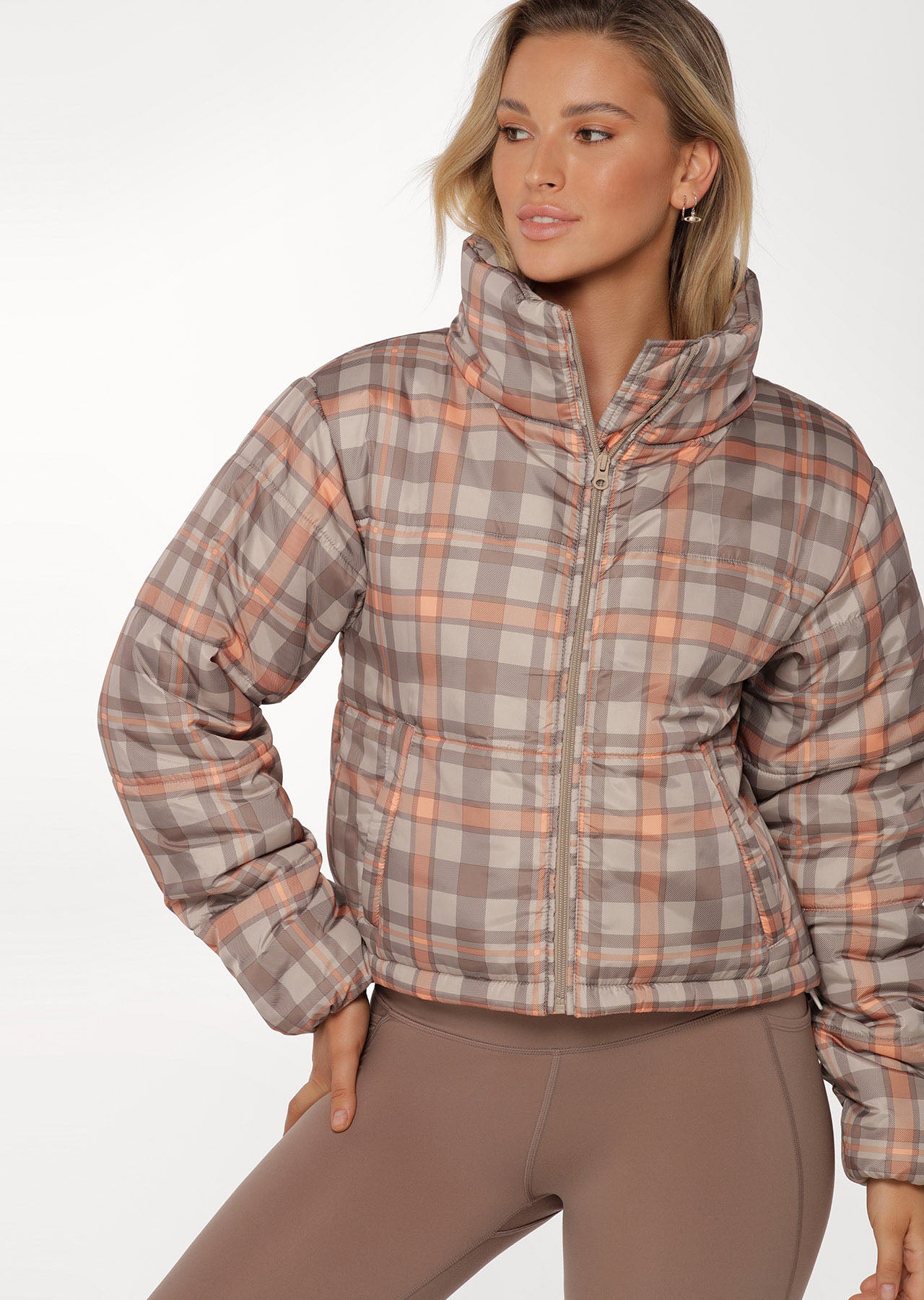 Lorna Jane Check Mate Puffa Jacket - Check Print