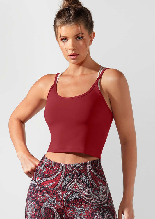 Lorna Jane Cherry Cropped Excel Tank - Cherry