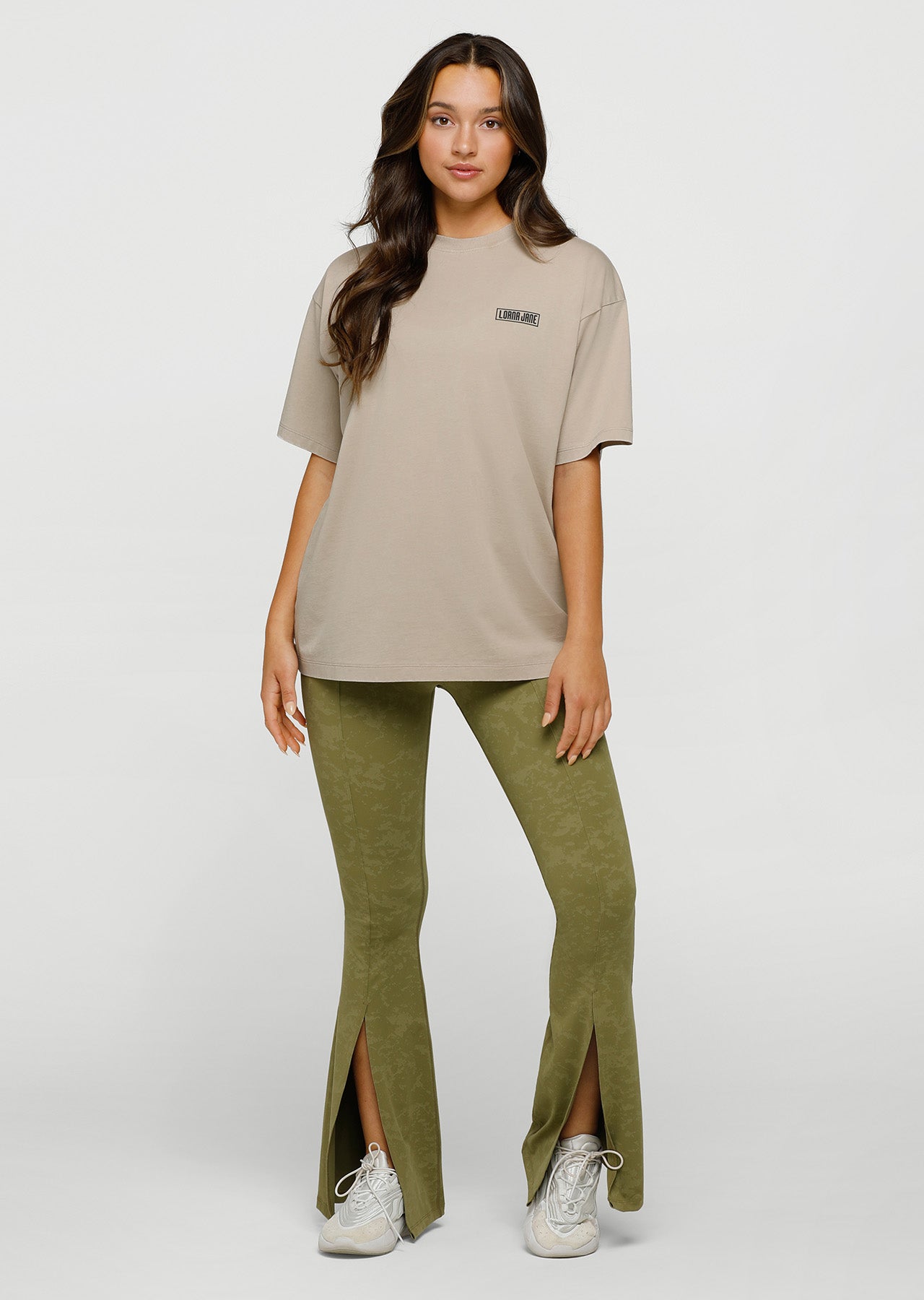 Lorna Jane Classic Biker Oversized Tee - Washed Off White