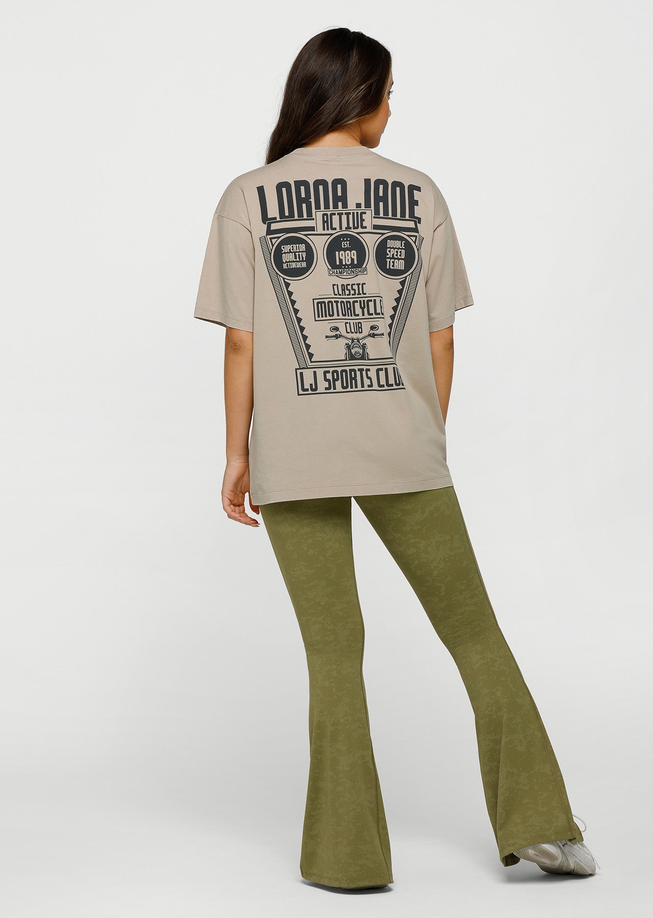 Lorna Jane Classic Biker Oversized Tee - Washed Off White