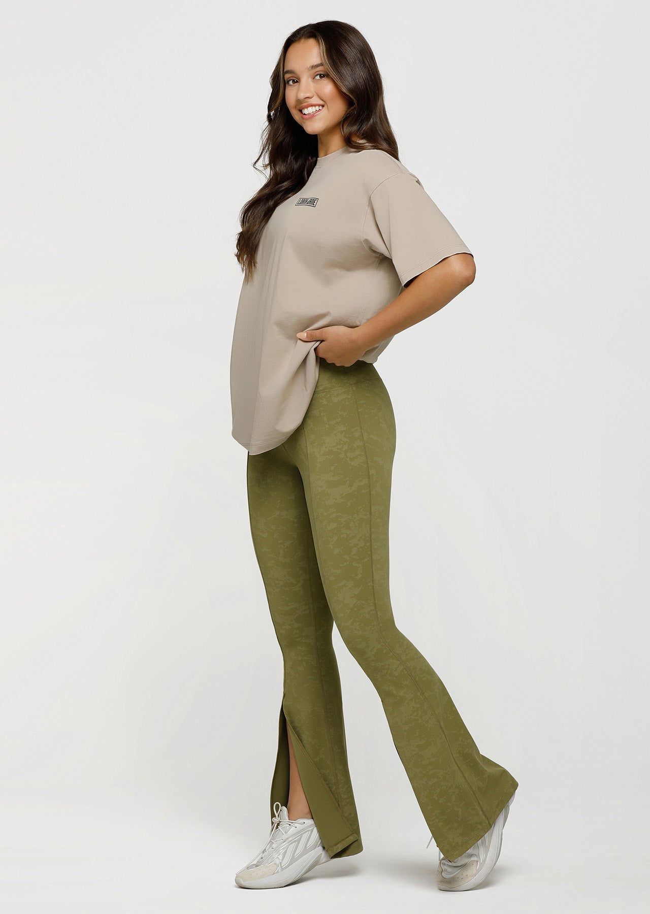 Lorna Jane Classic Biker Oversized Tee - Washed Off White