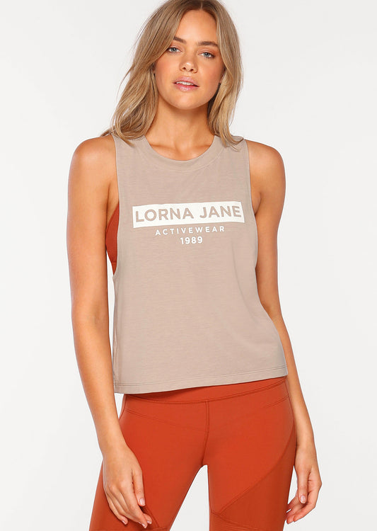 Lorna Jane Classic Gym Cropped Tank - Off White