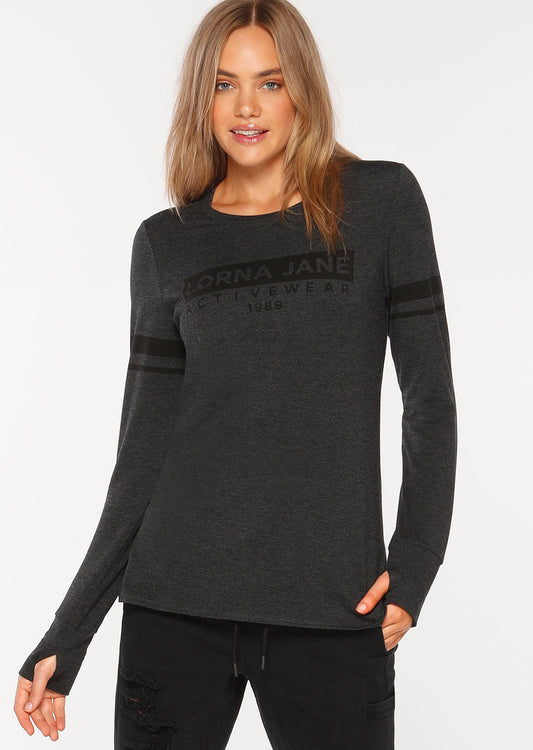 Lorna Jane Classic L/Slv Active Top - Black Marl