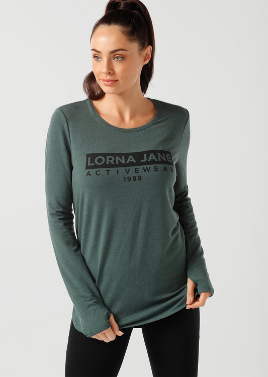 Lorna Jane Classic L/Slv Active Top - Military Marl