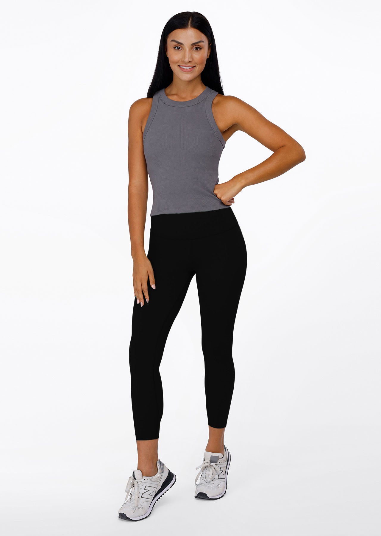 Lorna Jane Classic Ribbed Tank - Mid Grey